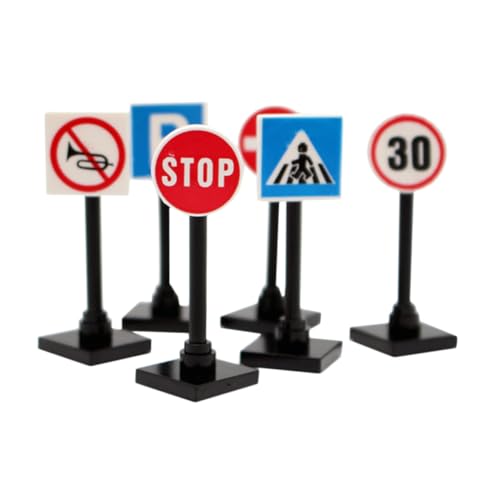 Abaodam 1 Satz Miniatur Verkehrszeichen Set Teiliges Puppenhaus Zubehör für Verkehrssimulation Material Kompakt und Stabil für Lernspielzeug und Kreative Szenarien von Abaodam