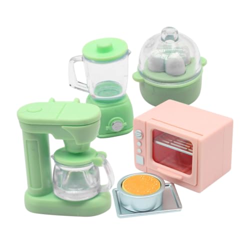 Abaodam Miniatur-puppenhaus-zubehör-Set 4-teilig Mini-ofen Kaffeemaschine Entsafter Herd Modell Pp-Material Realistische Details von Abaodam