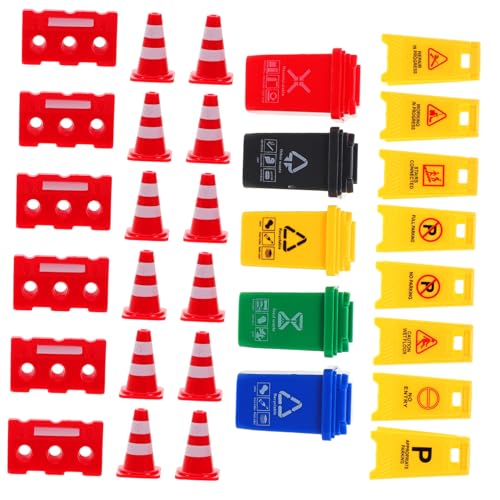 Abaodam 1 Satz Miniatur mit Verkehrszeichen und Barrieren für Simulationsspielzeug mit Mini Mülltonnen und Verkehrshütchen für Kreatives und Verkehrserziehung Abaodam 1 Satz Miniatur mit Verkehrszeichen und Barrieren für Simulationsspielzeug mit Mini Mülltonnen und Verkehrshütchen für Kreatives und Verkehrserziehung von Abaodam