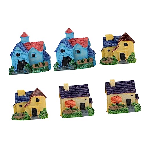 Abaodam 1 Satz Miniaturhaus Modell Vivid House Ornament Resin Für Garten Dekoration Landschafts Gestaltung Für Märchen Und Wohnräume 6 Stück von Abaodam