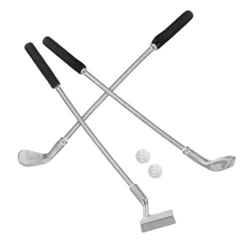 Abaodam 1 Satz Minigolfschläger Minigolf Clubs Minigolf-Putter Minigolfball Puppenhauszubehör Dollhouse Dekorationen Puppenhaus-szenerie-Requisiten Legierung von Abaodam