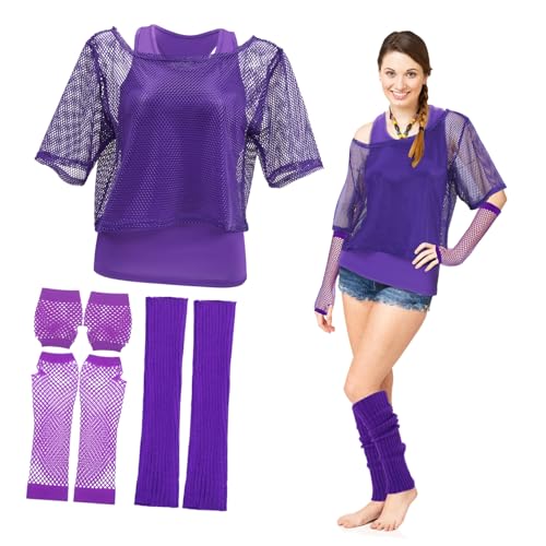 Abaodam 1 Satz Neon Netzoberteil mit Handschuhen Ärmellosem Shirt und Accessoires für Mottopartys und Tanzveranstaltungen Abaodam 1 Satz Neon Netzoberteil mit Handschuhen Ärmellosem Shirt und Accessoires für Mottopartys und Tanzveranstaltungen von Abaodam