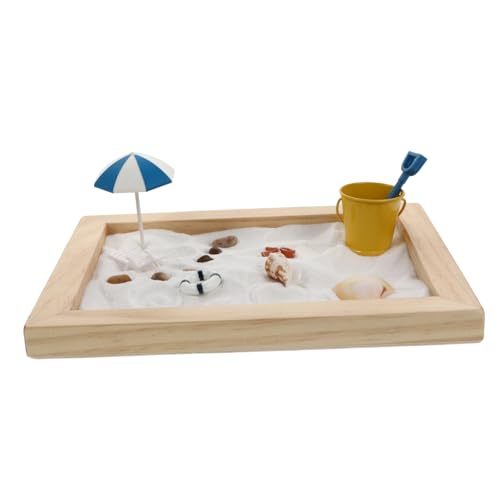 Abaodam 1 Satz Ocean Beach Sandtisch Strandsandtablett Sand Tray Kit Desktop-Dekoration Meditation Sand Tablett Strand-Zen-gartenzubehör Sandkasten Plastik Schreibtisch von Abaodam