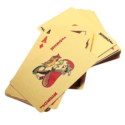 Abaodam Gastgeschenke 1 Satz Tischspiel-Pokerkarten Requisiten für Familienspiele Spielkarten Spielzeug Kartenspielen tragbare Karten Pokerspiel für Party Tyrann Gold Schachbrett von Abaodam