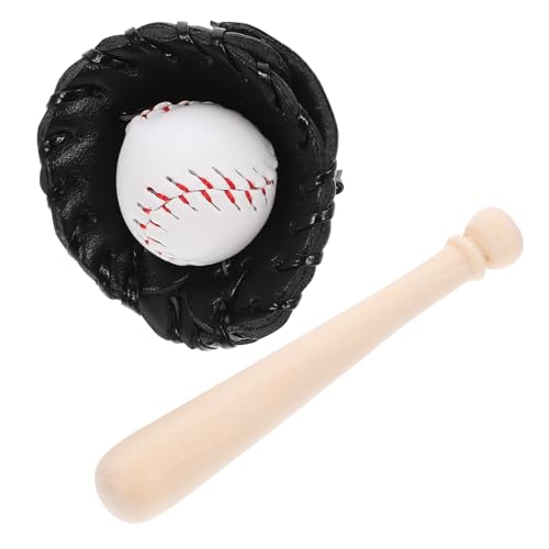 Abaodam 1 Satz Puppenhaus-Sportartikel sportgeräte kleine deko dollhaus Baseballhandschuh Schaumkugeln weicher Ball Mini-Baseball Mini-Sportbälle zum Basteln Leder Black von Abaodam