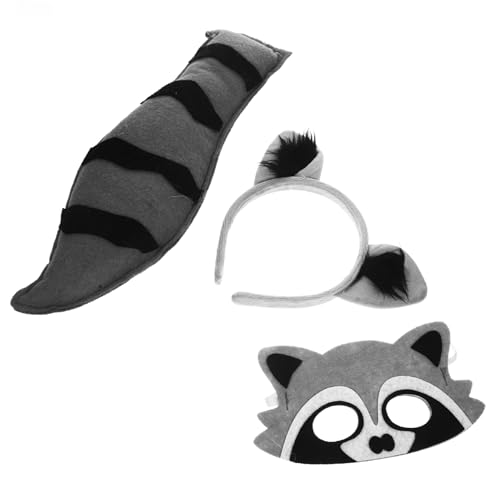Abaodam 1 Satz Raccoon Kostüm Set für Erwachsene Tierohren Haarband Maske und Perfektes Cosplay Zubehör für Halloween Karneval und Partys von Abaodam