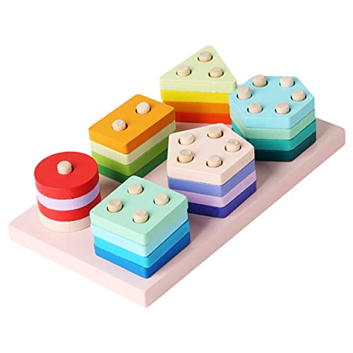 Abaodam 1 Satz Säulenset Passend Zu Bausteinen Puzzle Kleinkinder Sortierung Babys Alphabet Spinner Dame Kleinkind-lernspiele Für 2-5-jährige Formsortierer Holz von Abaodam