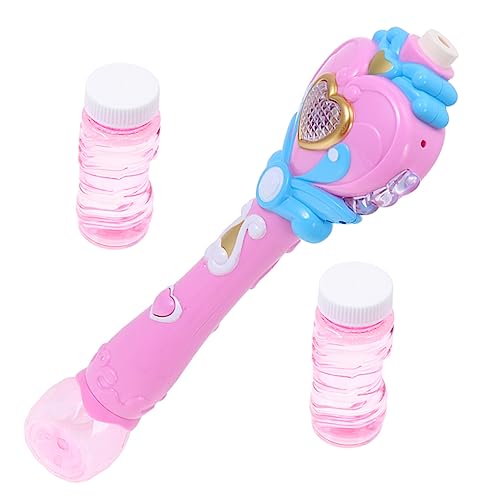 Abaodam 1 Satz Seifenblasenmaschine Blasenlösung Sprudelstab Für Kleinkinder 1-3 Elektrischer Seifenblasenhersteller Großer Seifenblasenstab Badeblasenhersteller Blasenmacher Rosa Plastik von Abaodam