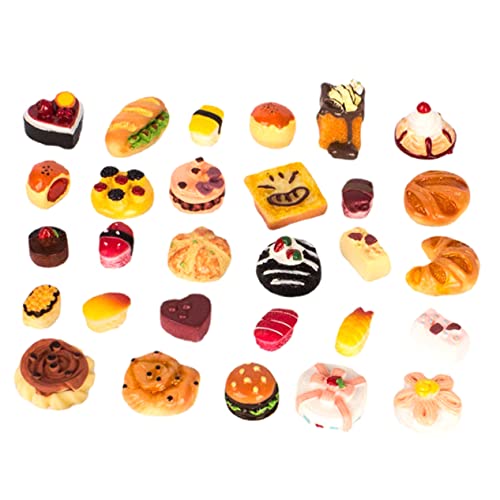 Abaodam 1 Satz simuliertes Brot Mini-Häuser gefälschter Nachtisch Spielzeug Modelle gefälschter Kuchen Mini- -Dekor falsches Brot vorgeben Lebensmittel Zubehör Kind Requisiten Harz von Abaodam