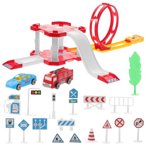 Abaodam 1 Satz Spielzeugauto verfolgen für kinderspielzeug игрушки для девочек Lernspielzeug Auto renn Cartoon-Track- DIY-Schienenauto- Plastik von Abaodam