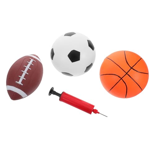 Abaodam 1 Satz Spielzeugballkombination Kinderbasketball Kinderpuppen-sprungball Fußball Bunter Basketball Mini-Basketball Kleiner Fußball Kleine Hüpfbälle -Basketball Metall von Abaodam