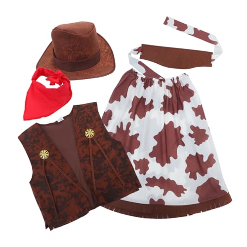 Abaodam 1 Satz Teiliges Outfit mit Hut Weste Bandana Western Cosplay für Geburtstagsfeiern und Halloween von Abaodam