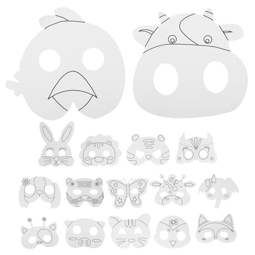 Abaodam 1 Satz Tier-Leermaske LED-Maske Kindergesichtsmaske gruselige Bärenmaske schmücken Kuh bastelset für halloween maske deko weiße masken selber machen Maskerademaske Papier von Abaodam