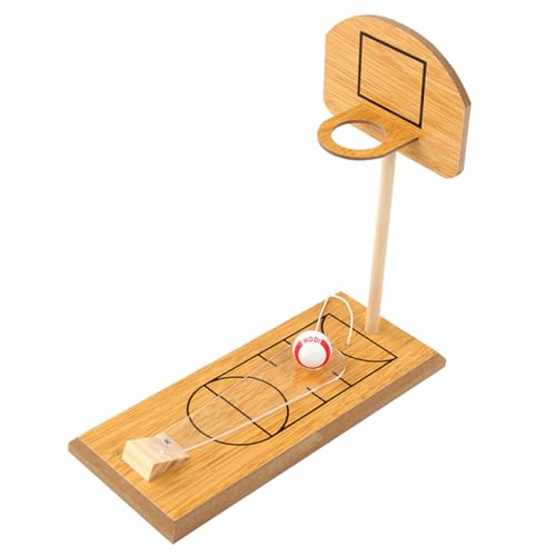 Abaodam 1 Satz Tischbasketballspiel Finger Spiele Basketballset Für Jungen Tischplatte Miniatur Mini-Desktop-Basketball Basketballausrüstung Für Jungen Light Brown Hölzern von Abaodam