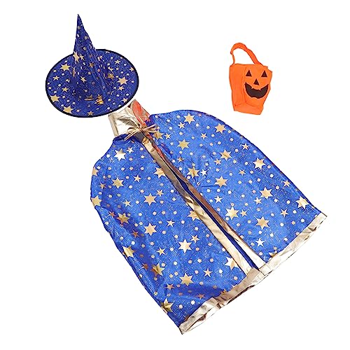 Abaodam 1 Satz Umhang mit Hut und Kürbis Tasche Halloween Kostüme für Cosplay Rollenspiel und Festlichkeiten Modisches Design für Bühnenaufführungen und Fotoshootings von Abaodam