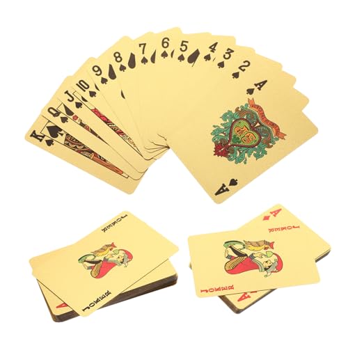 Abaodam 1 Satz Wasserfeste Spielkarten mit Goldfolie goldene Karten Halloween-Spielkarte Playing Cards Plastic pokerkarten Kartenspielen Geschenke Brettspiel-Poker Tischkarten wasserdicht von Abaodam