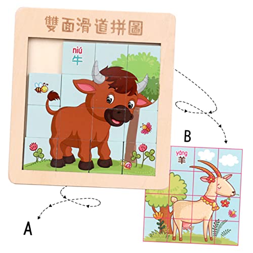 Abaodam 1 Satz Wooden Puzzle Finger Slide Puzzle für Jungen und Mädchen Pädagogisches Holzspielzeug Sicheres und Unterhaltsames Lernspielzeug Zufälliger Stil von Abaodam