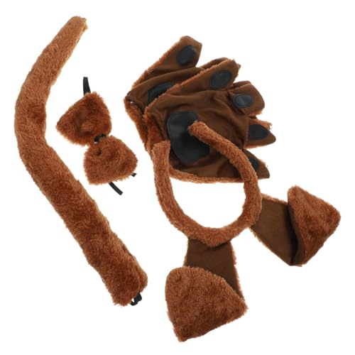 Abaodam 1 Satz Zubehör Für Hunderollenspiele Hundeperücken Hundeohren Und Tierkostüm Für Heiser Bausatz Haustier Pudel Windhund Züchten Hundebekleidung Stoff Brown von Abaodam