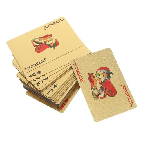 Abaodam 1 Schachtel Spielkarten mit Goldfolie die Pokerkarte Pokerkarten aus Plastik Langlebige Spielkarten Kartenteiler Jetons Kartenspiel Party-Spielkarte Pokertisch das Haustier Golden von Abaodam