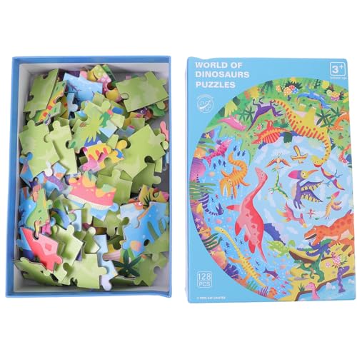 Abaodam 1 Schachtel Kinderpuzzle Kognitionsspielzeug Für Kinder Tierisches Puzzle-Spielzeug Dinosaurier-Puzzles Aus Holz Tierlernpuzzle Bodenpuzzle Hölzern Kleinkind Runden Zeichenbrett von Abaodam