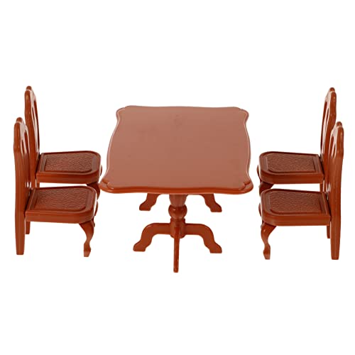 Abaodam 1 Set Esstisch Und Stuhl Modell Mini Tisch Spielhaus Miniaturmöbel Mini Einrichtung Mini Plastikstuhl Kinderspielzeug Mini Hausmöbel Pp Orange von Abaodam