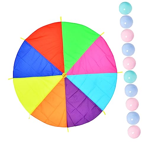 Abaodam Regenbogen-Fallschirm Für Outdoor-Spiele Partyspielzeug Fördert Teamwork Robuste Fallschirm-Requisite Leuchtende Farben Spaß Für Alle Altersgruppen von Abaodam