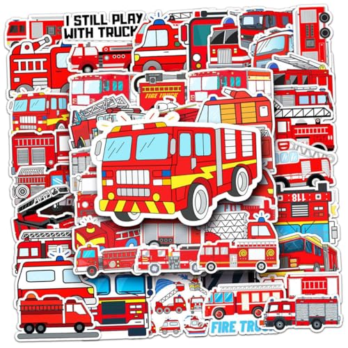 Abaodam 50 Stück PVC-Aufkleber Mit Feuerwehrauto- | Selbstklebend Für Notizbuch | Übung | Flasche | Scrapbook-Planer-Aufkleber Abaodam 50 Stück PVC-Aufkleber Mit Feuerwehrauto- | Selbstklebend Für Notizbuch | Übung | Flasche | Scrapbook-Planer-Aufkleber von Abaodam