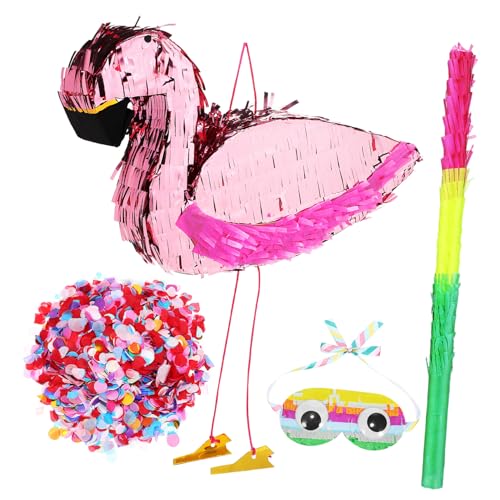 Abaodam 1 Set Flamingo-Geburtstags-Piñata inkl. Pinata-Augenbinde, lebendige Party-Dekoration für Feiern, zum Befüllen mit Leckereien für lustige Spiele von Abaodam