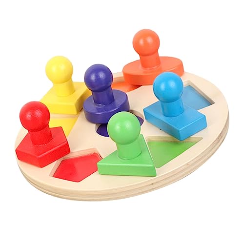 Abaodam Sicheres Pädagogisches Holzspielzeug Für Kinder Geometrisches Form-Matching-Puzzle Abgerundete Platte Intelligenzentwicklungsspielzeug von Abaodam