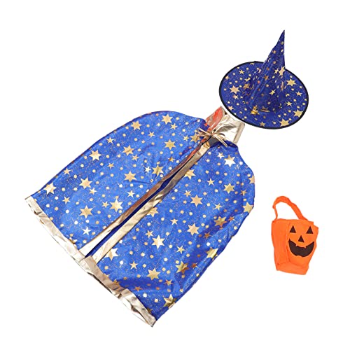 Abaodam 1 Set Hexenumhang mit Hut, Kürbistasche, Halloween-Kostüm für Jungen, weiches Satin, Cosplay-Zubehör für Kostümpartys Abaodam 1 Set Hexenumhang mit Hut, Kürbistasche, Halloween-Kostüm für Jungen, weiches Satin, Cosplay-Zubehör für Kostümpartys von Abaodam