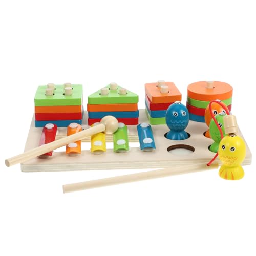 Abaodam 1 Set Holz-Montessori-Spielzeug Magnetisches Angelspiel Holzsortier- Und Stapelspielzeug Farberkennung Formsortierblöcke Für Babys Jungen Und Mädchen von Abaodam