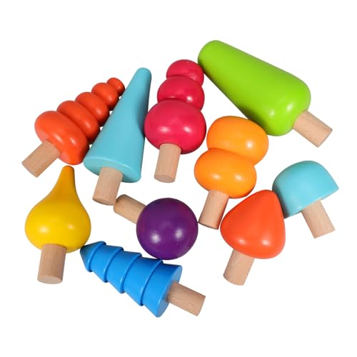 Abaodam 1 Set Holzbaumspielzeug Miniaturbäume Blöcke Kleinkindspielzeug Kleines Vorschule Hey Number Babys Minispielzeug Holzstapelblockspiel Kleinkinder Bäume von Abaodam