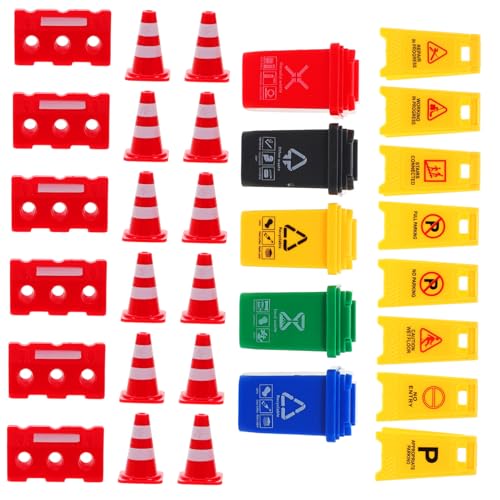 Abaodam Verkehrserziehungsspielzeug Für Kinder – Mini-verkehrskegel Verkehrsschilder Warnschilder – Interaktives Spielzeug Für Kinder Die Verkehrssicherheit Lernen von Abaodam