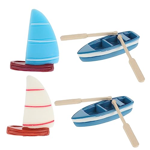 Abaodam 1 Set Mikro Landschaftsboot Aquarium Ruderboot Miniaturfiguren Mini Puppenhaus Modellboot Segelyacht Aquarienpflanzen Mini Kanu Segelboot Miniatur Retro von Abaodam