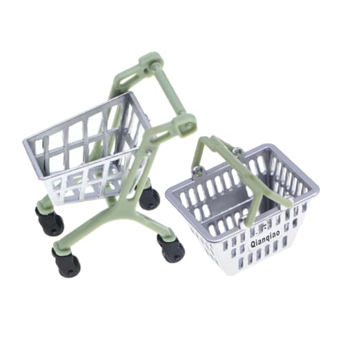 Abaodam 1 Set Mini -einkaufskorb Mit Kleinen Einkaufswagen Puppenhauszubehör Tun Vor, DASS Süße Kleine Korb Home Decorations Desktop Einkaufskorbbahn Spielzeug Spielen von Abaodam