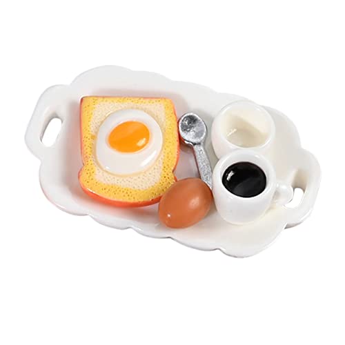 Abaodam 1 Set Miniatur-Essen, realistisches Harzfrühstück für Puppenhäuser zum Spielen Küche Elterninteraktion Miniaturgeschirr für Sammler Fotografie Requisiten von Abaodam