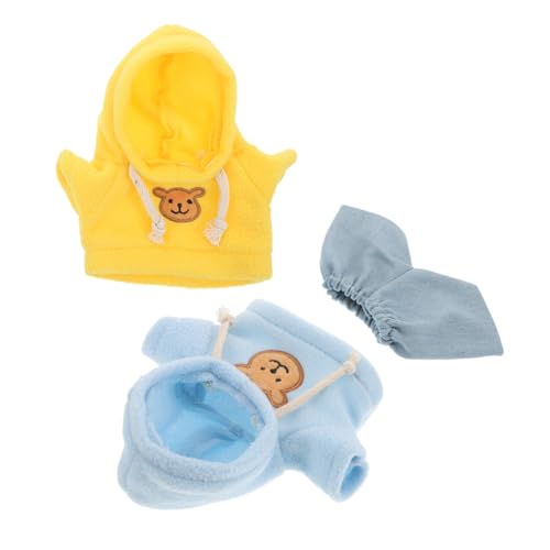 Abaodam 1 Set Plüschbär-Cartoon-Kapuzenpullover Und -Hosen: Kleine Stofftierkleidung Für 20 cm Große Puppen – Weiche Bärenpuppenkleidung Als Ersatz von Abaodam