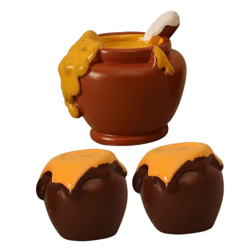 Abaodam 1 Set Puppenhaus Dekoration Zubehör Mini Honigglas Harz Puppenhaus Honigtopf Miniatur Marmeladengläser Bienen-Themenpartyzubehör von Abaodam