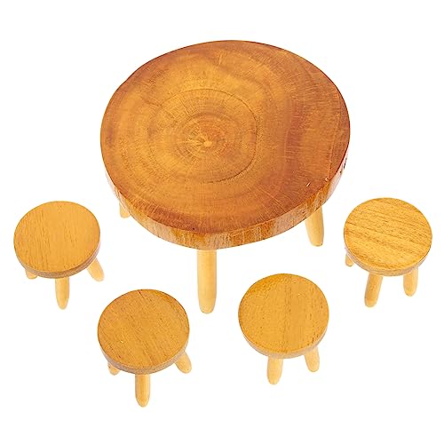 Abaodam 1 Set Puppenhaustisch Und Stühle Retro Möbel Puppenhausmöbel Miniatur Tisch Und Stuhl Set DIY Miniaturmöbel Schreibtischstuhl Minispielzeug Mini Tisch Stühle Mini von Abaodam