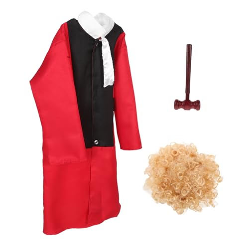 Abaodam 1 Set Richter Kostüm Richter Robe Anwalt Kostüm Für Richter Perücke Kunststoff von Abaodam