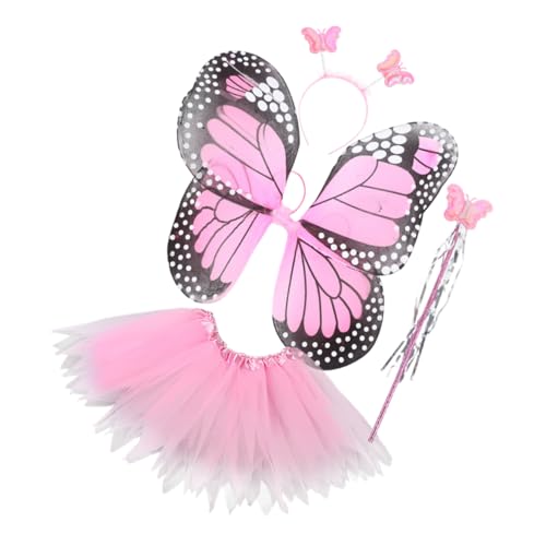 Abaodam 1 Set Schmetterlings-Feen-Kostüm für Tutu, Rock, Flügel, Stirnband, Zauberstab, Geburtstag, Verkleidungszubehör für Partys, Rollenspiele von Abaodam