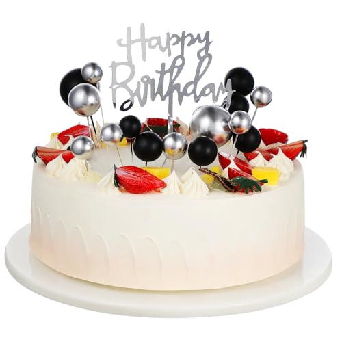 Abaodam 1 Set Schwarz Gold Tortendekoration Tortenbällchen DIY Torteneinlage Topper Happy Birthday Topper Buchstaben Tortenaufsätze Happy Birthday Happy Birthday Topper Mini von Abaodam