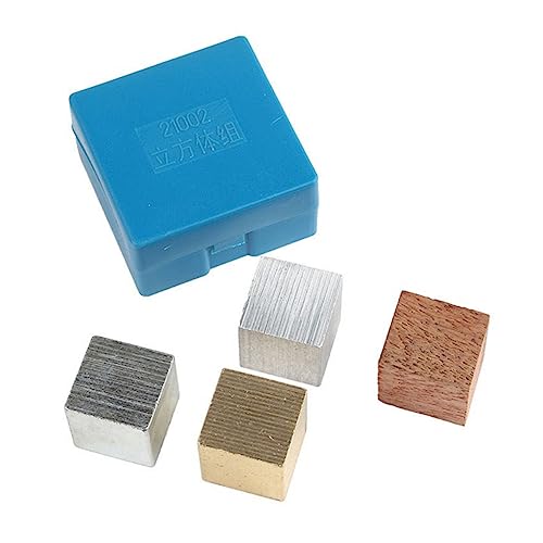 Abaodam 1 Set Würfelblöcke aus Kupfer, Eisen, Aluminium und Holz für physikalische Experimente, pädagogische Ausrüstung zum Verständnis von Masse- und Schwimmdichte-Beziehungen von Abaodam