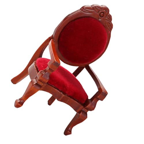 Abaodam 1 Stück Mini-Möbelmodell Mini - Kinderspielzeug Kinderstühle für Tisch Puppe Retro geschnitzter Stuhl kleines Möbelmodell Mini-Stuhlverzierung Birke rot von Abaodam