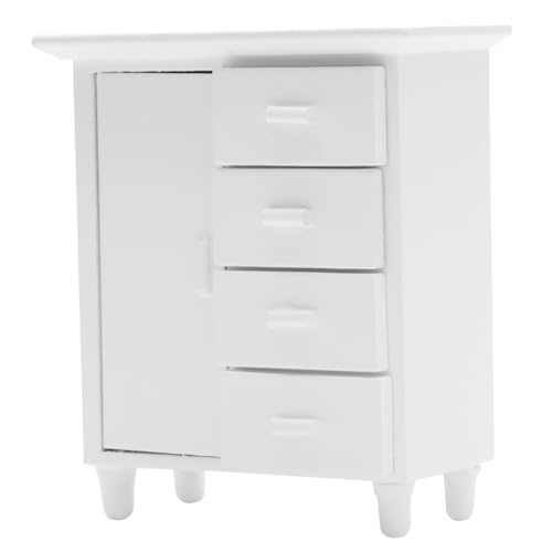 Abaodam 1 Stück Puppenhaus Schrank mit Vier Fächern kinderzimmer kinderspielzeug Miniatures Miniaturkabinett minikühlschrank Mini-Ornament Mini-Verzierung hölzern Weiß von Abaodam