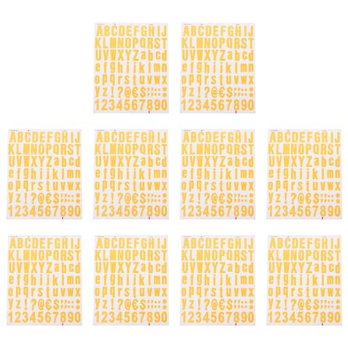 Abaodam 10 Blätter Alphanumerische Aufkleber Nachfüllung Zeitschrift Zahlen Etikett Buchstäbliche Aufkleber Briefkasten Aufkleber Für Aufkleberpapier Planke PVC Selbstklebend Yellow von Abaodam