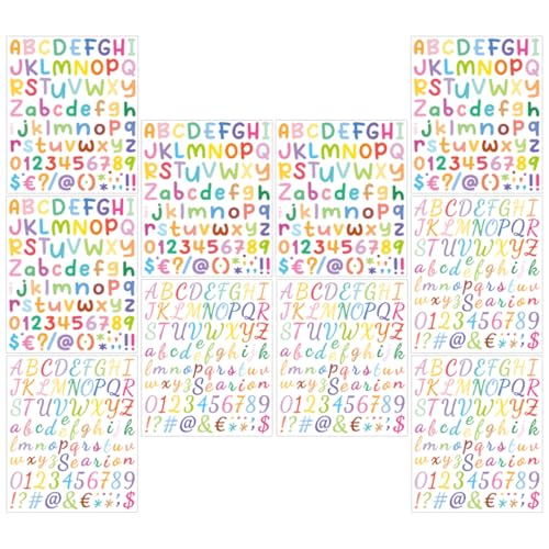 Abaodam 10 Blätter Bunte Buchstabenaufkleber Fensteraufkleber farbige Alphabet-Aufkleber Buchstaben aufkleben Vinyl-Aufkleber briefkasten Aufkleber Vinyl Vinyl selbst kleber Colorful von Abaodam
