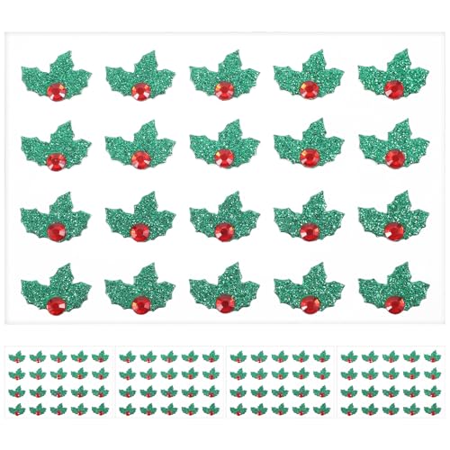 Abaodam 10 Bögen Weihnachtsaufkleber mit Stechpalmenmotiv, Grün Und Rot, für Weihnachtskarten, Kranz-Arrangement, Anhänger, Stechpalmenbeeren, Verzierungen, DIY von Abaodam