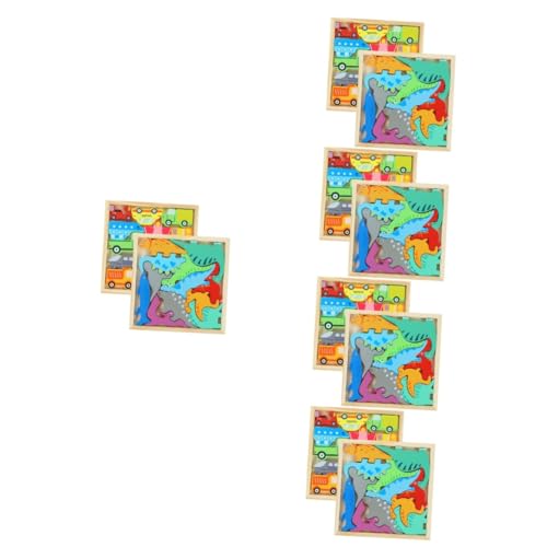 Abaodam 10 Kisten Puzzle für Kinder verkehrsampel Kinder entwicklung rätsel für Kinder spielsachen für Kinder gesselschafftsspiele knobbel Spiele Dino Puzzle dreidimensional Blöcke hölzern von Abaodam