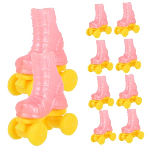 Abaodam 10 Paare Rollschuhspielzeug Miniatur-rollschuh Kleines Hauszubehör Mini-puppenhausmodell Rollschuh Für Puppen DIY Rollschuhe Für Puppendekoration Rollschuh Mini Rosa Plastik von Abaodam